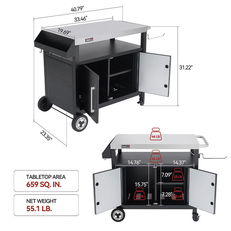 Royal Gourmet Movable Grill Prep Table with Storage image number 6