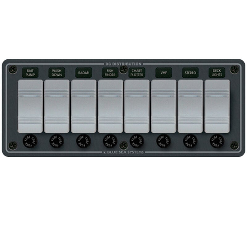 Blue Sea Water-Resistant Contura Switch Fuse Panel - 8-Position Horizontal image number 1