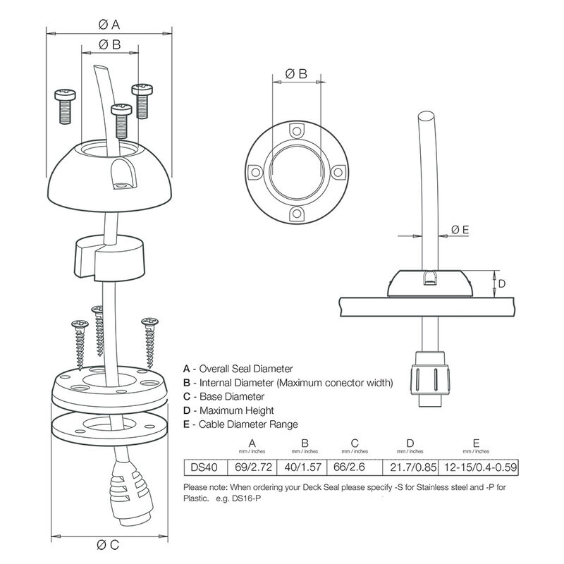 Scanstrut DS40-P Vertical Cable Seal image number 2