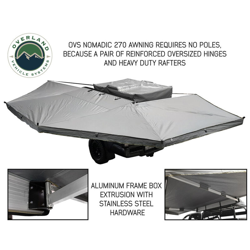 Overland Vehicle Systems 270 Driver Side Awning with Bracket Kit for Mid-to-High Roofline Vans image number 10