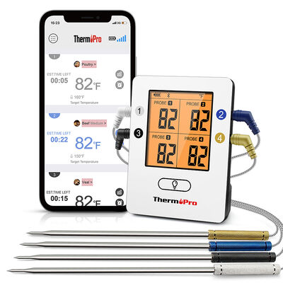ThermoPro TP25 Wireless Bluetooth Meat Thermometer with 4 Color-Coated Probes