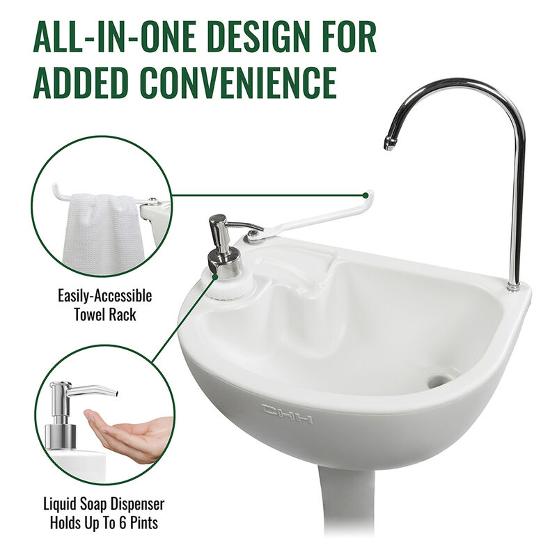 Outdoor 5 Gallon Portable Sink with Hose Adapter, Foot Pump, and Soap Dispenser image number 4