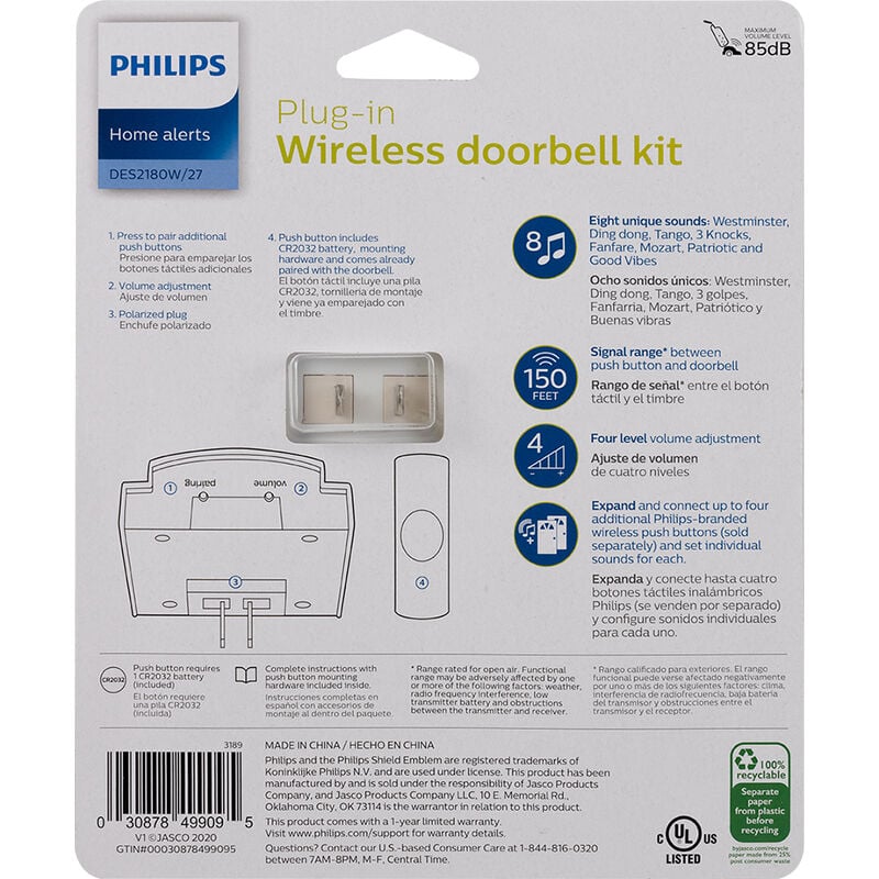 Philips Plug-In 8-Melody Doorbell Kit image number 2
