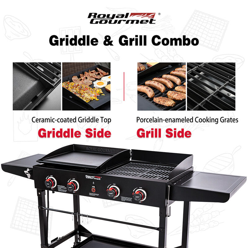 Royal Gourmet 4-Burner Gas Grill & Griddle Combo with Folding Legs, 48,000 BTUs image number 8