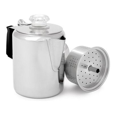 GSI Outdoors Glacier 9-Cup Stainless Steel Percolator w/ Silicone Handle, 65209