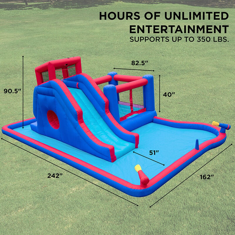 Sunny & Fun Inflatable Water Park with Slide and Bounce House image number 2