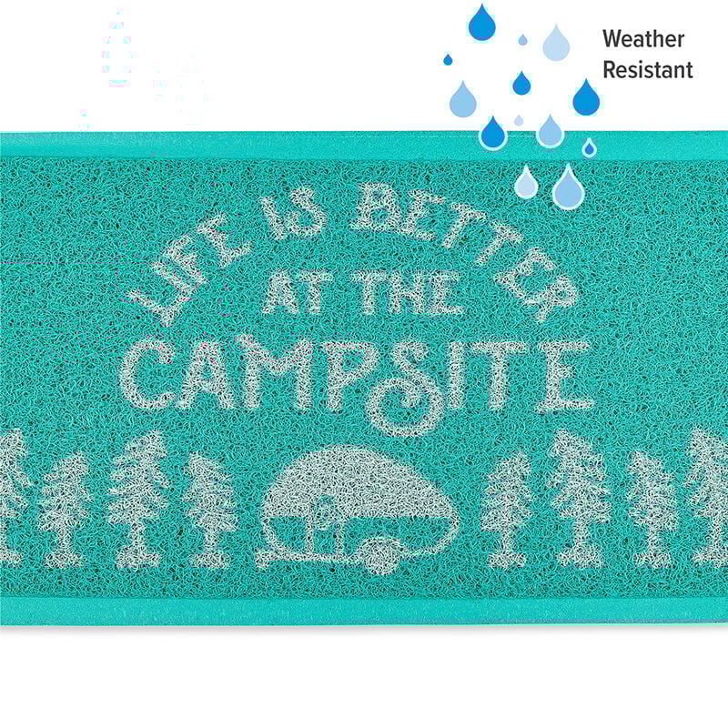 Camco "Life Is Better At The Campsite" Scrub Rug, Teal image number 2