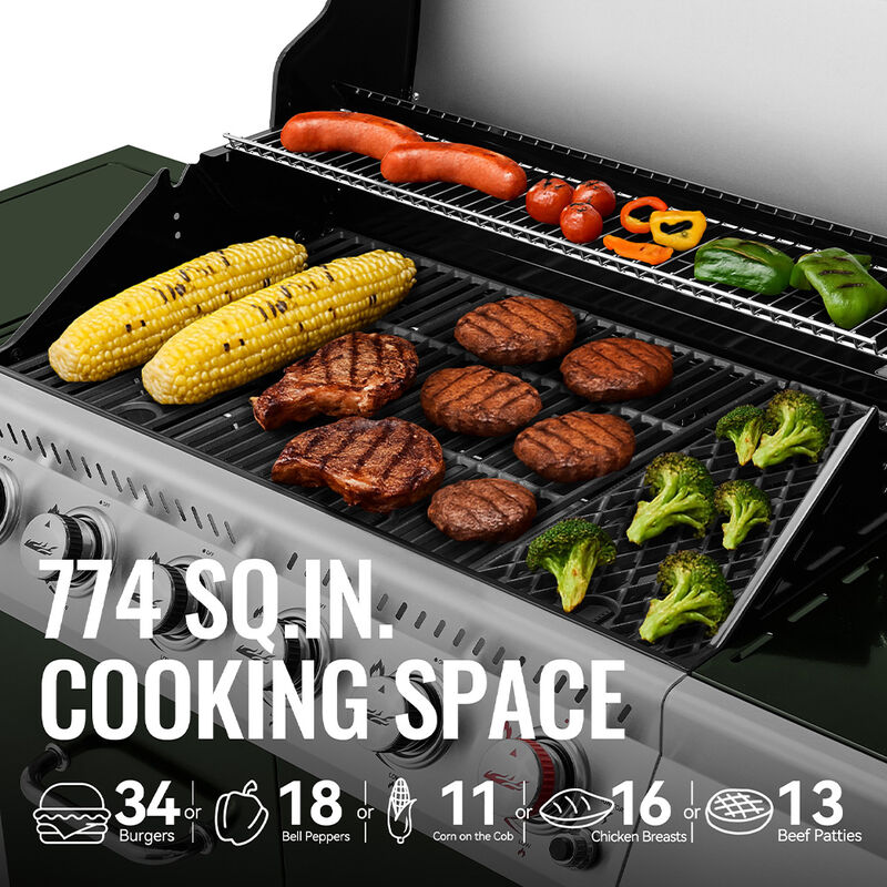 Royal Gourmet GA6402L 6-Burner BBQ Propane Gas Grill with Sear Burner and Side Burner image number 2