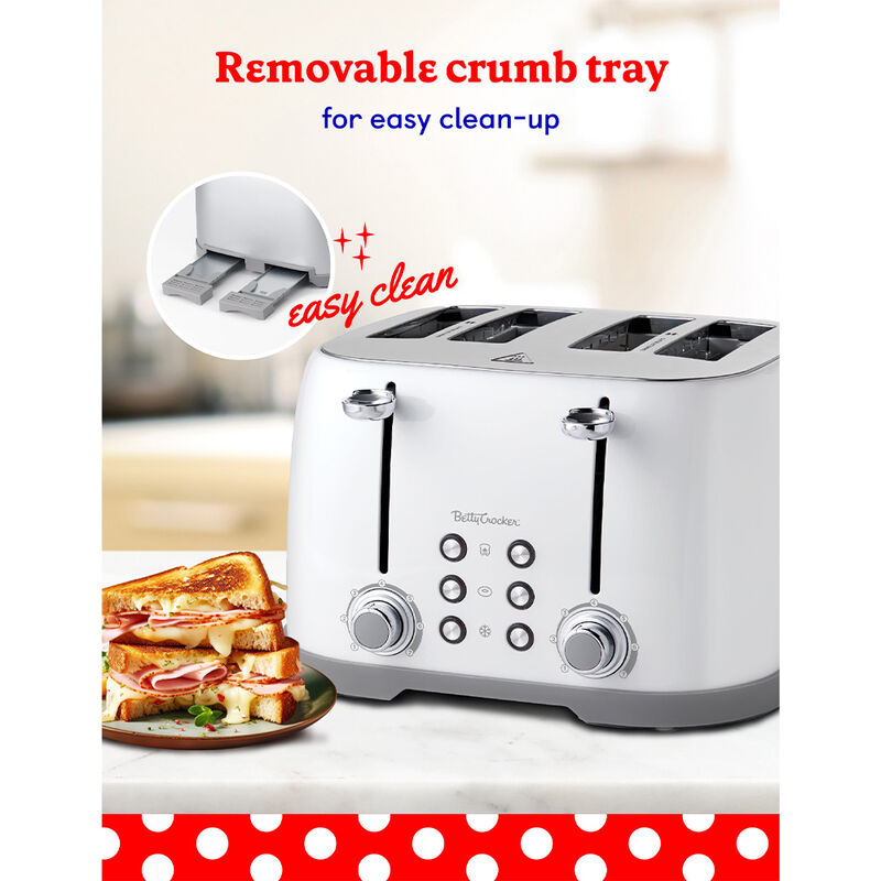 Betty Crocker 4-Slice Toaster, White image number 5