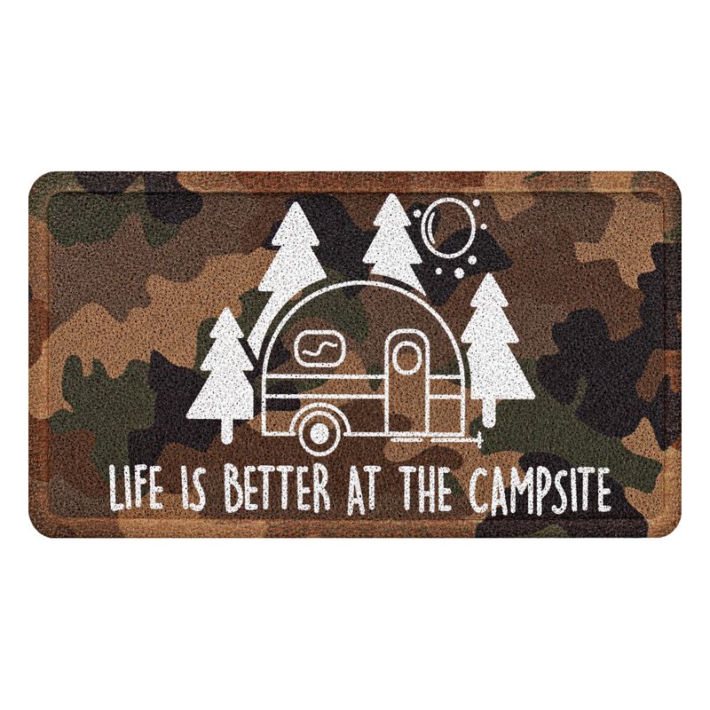 Life Is Better At the Campsite Scrub Rug, Camo Retro RV 