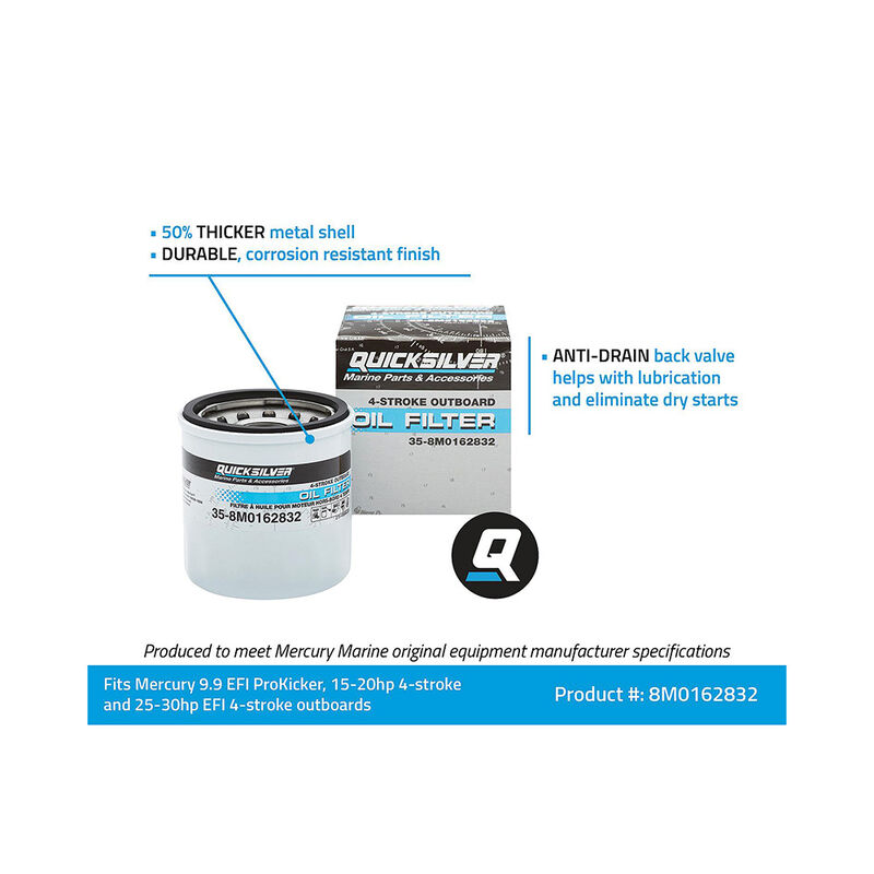 Quicksilver 8M0162832 Oil Filter, Mercury 8-30 HP image number 3