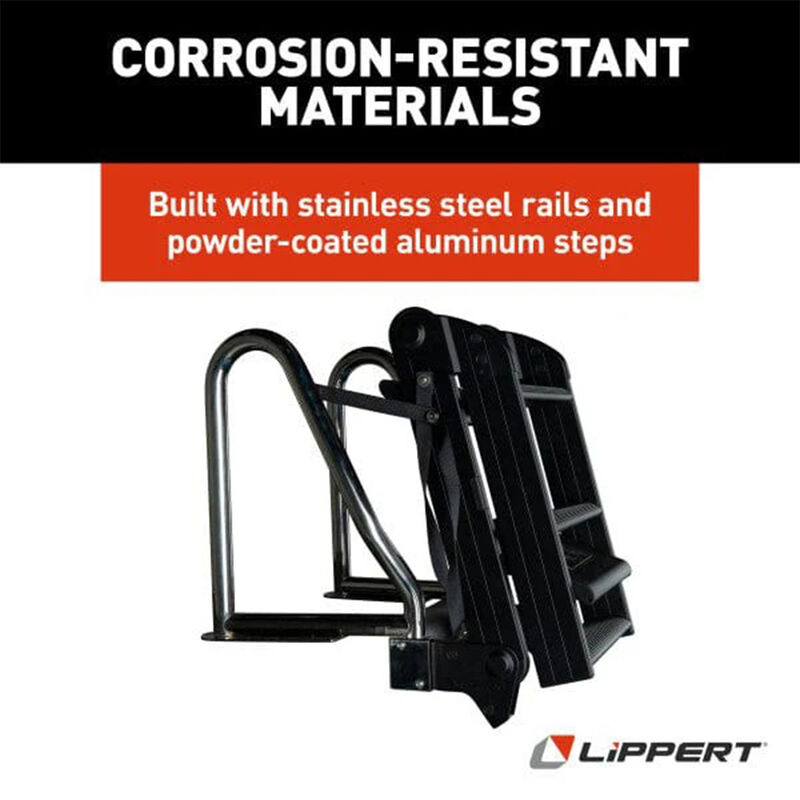 Lippert SureStep Free-Fit Pontoon Ladder, Stainless Steel Handrails image number 4