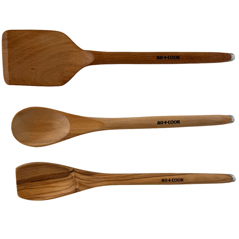 Art and Cook 9 Inch Miniature Olive Wood Utensil, 3 Piece Set