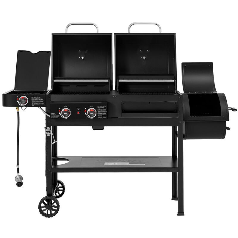 Royal Gourmet ZH3005Y 2-Burner Gas/Charcoal Grill with Offset Smoker + Side Burner image number 7