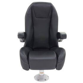 Mid Back Recliner Premium Pontoon Helm Seat with Flip-Up Bolster