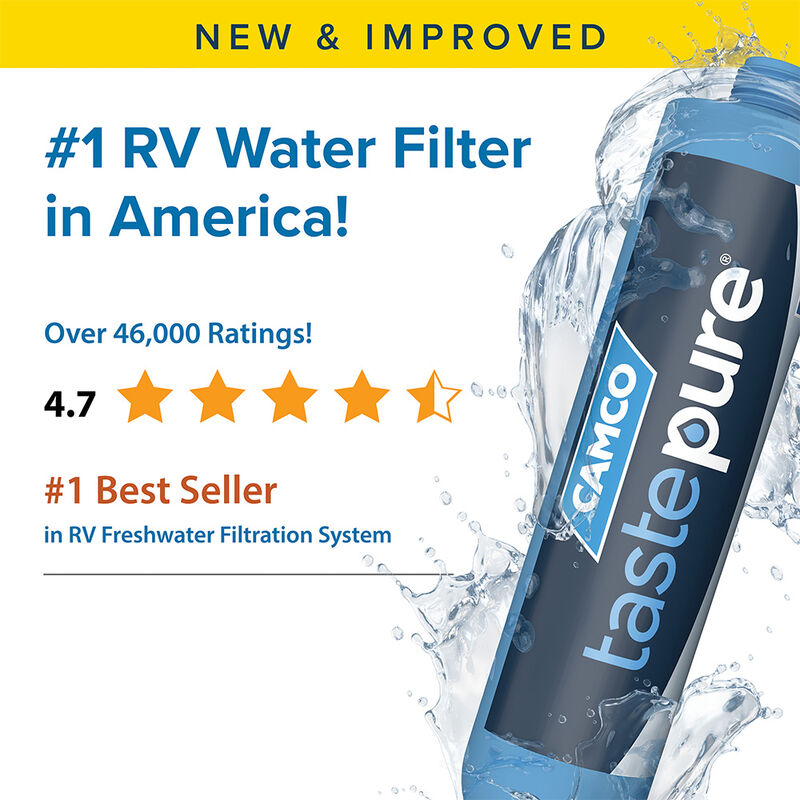 Camco TastePURE XL KDF/Carbon RV Water Filter with Flexible Hose Protector  image number 3