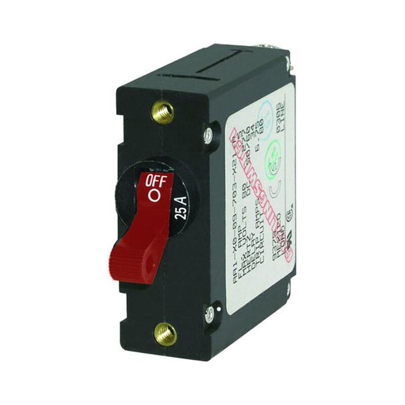 Blue Sea Circuit Breaker A-Series Toggle Switch, Single Pole, 25A, Red image number 1