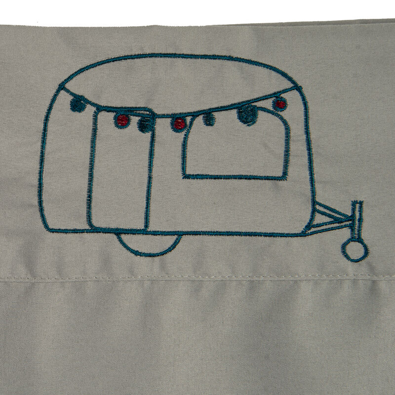 Microfiber Embroidered Sheet Set Grey/Teal, Happy Camper image number 7