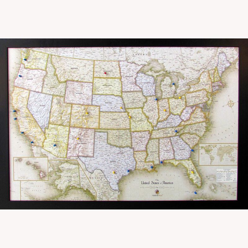 Magnetic Travel Map USA, Classic Tan, 36x24 image number 1