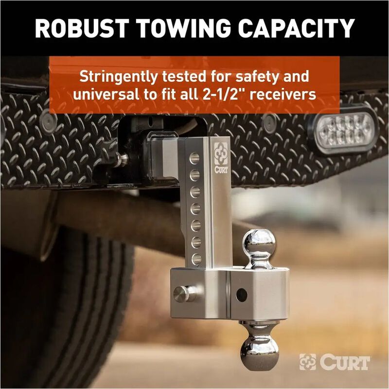 CURT AlumaLite Aluminum Hitch w/Dual Ball, 8 in Drop, 2-1/2 in Shank #45386 image number 2