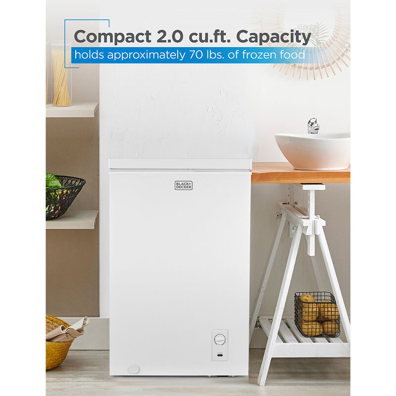 Black+Decker 2.0 cu. ft. Compact Chest Freezer, White image number 2
