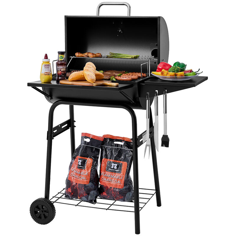 Royal Gourmet CC1624 BBQ Charcoal Grill w/ Side & Front Shelves