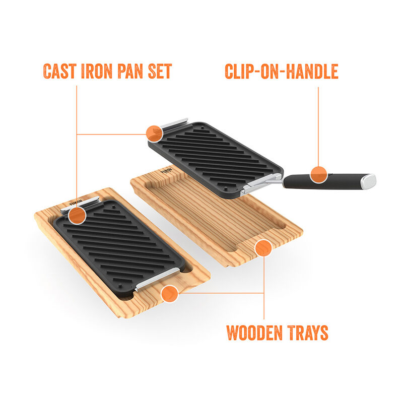 Yukon Glory Wooden Trays and Cast Iron Pan Set image number 3