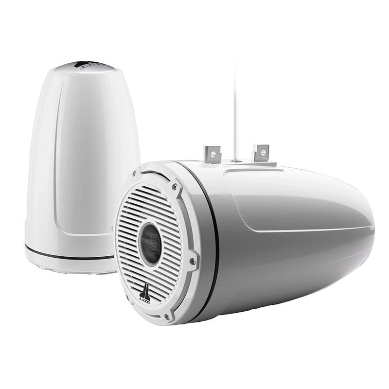 JL Audio M6 Series 8.8" Enclosed Tower Coaxial System w/ Gloss White Classic Grille Black Tweeter Mesh