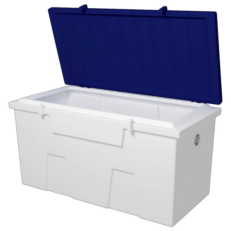 TitanSTOR Small 4' Dock Box With Locking Set, White W/Blue Lid image number 2