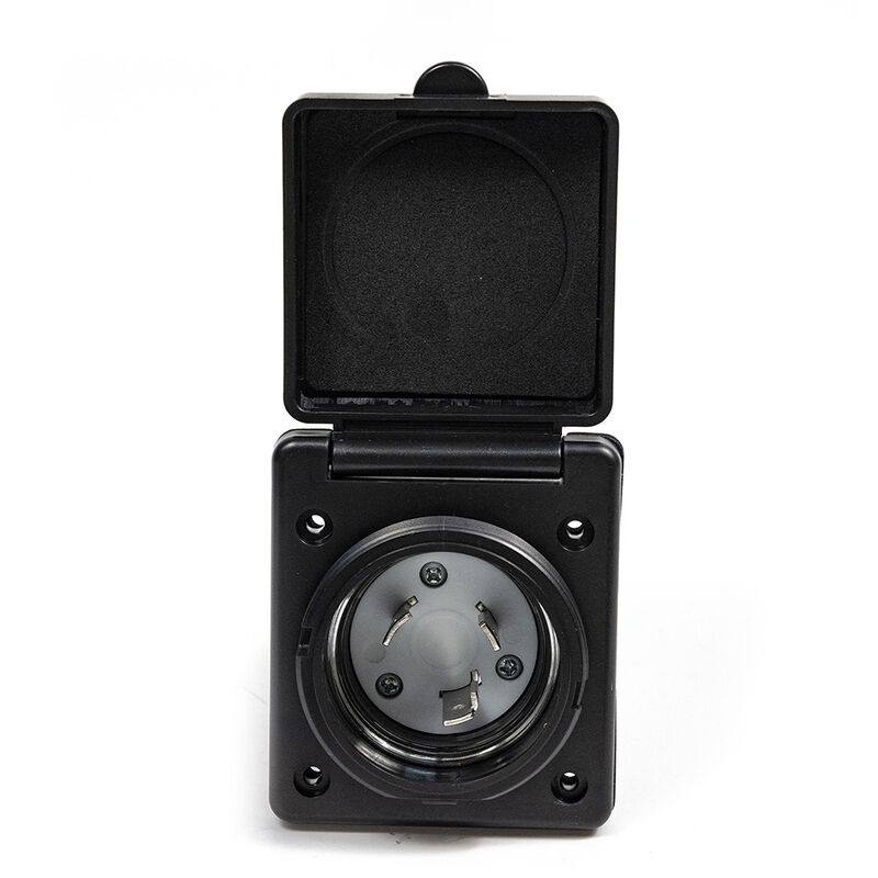  Electric World 30A Black RV Inlet w/Stainless Steel Cover image number 2