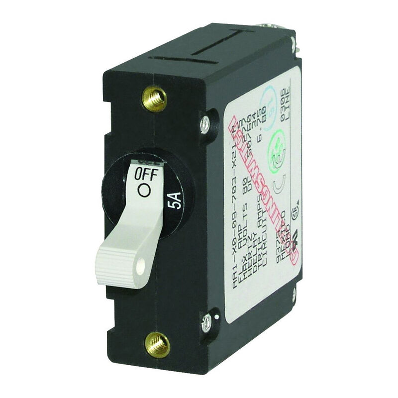 Blue Sea Circuit Breaker A-Series Toggle Switch, Single Pole, 5A, White image number 1