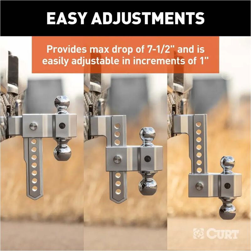 CURT AlumaLite Aluminum Hitch w/Dual Ball, 8 in Drop, 2-1/2 in Shank #45386 image number 11