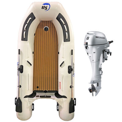 Island Hopper Swordfish 10.8' Air Floor 2-n-1 EVA Floor Inflatable Sport Boat with Honda 8 HP Outboard with 15" Shaft