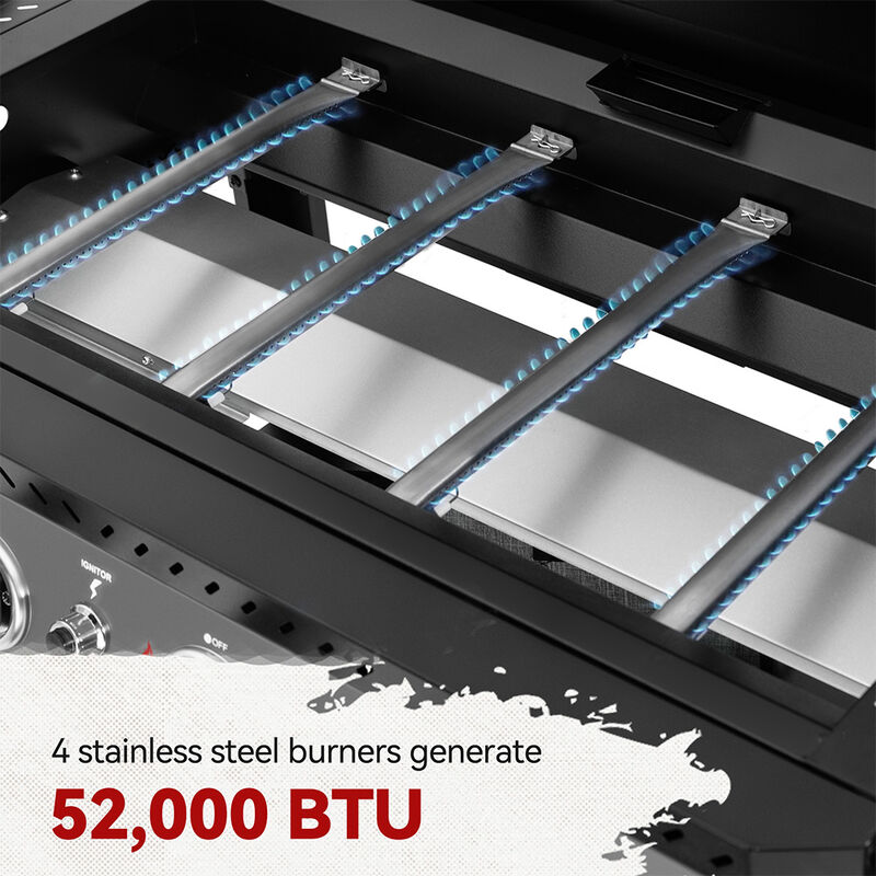 Royal Gourmet 34in 4-Burner Propane Griddle w/ Shelves & Storage image number 4