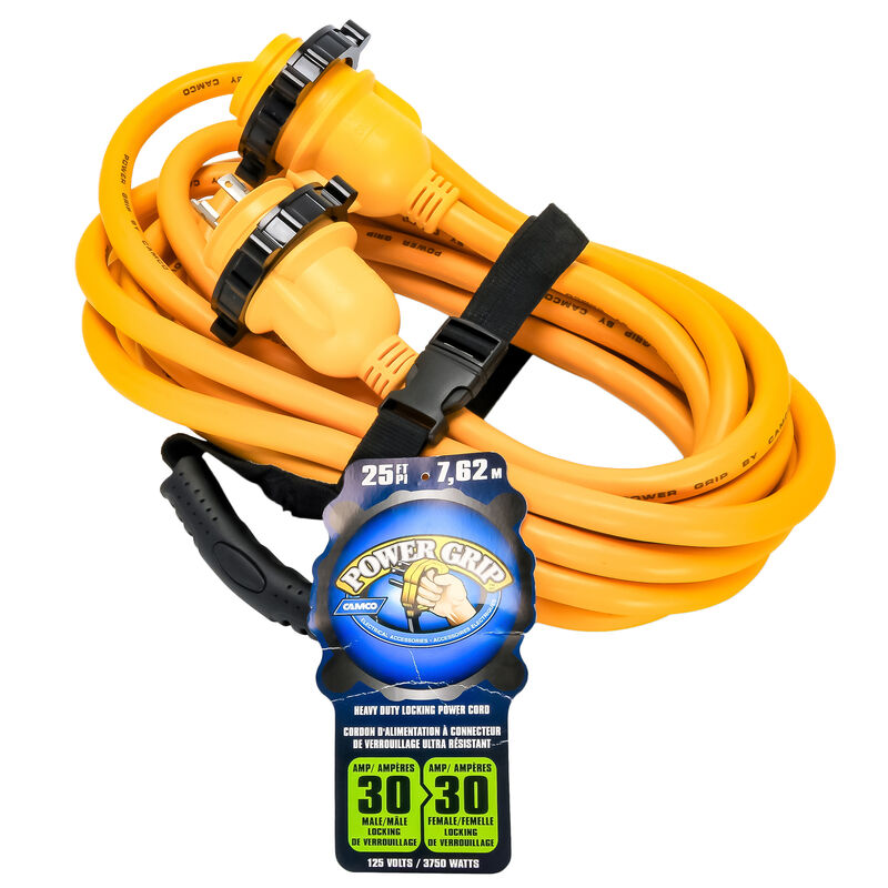 Camco PowerGrip 25' Marine Extension Cord With Locking Ends, 30 Amps image number 1