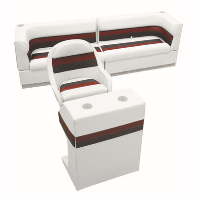 Deluxe Pontoon Furniture w/Toe Kick Base - Rear Traditional Package, White/Red/C