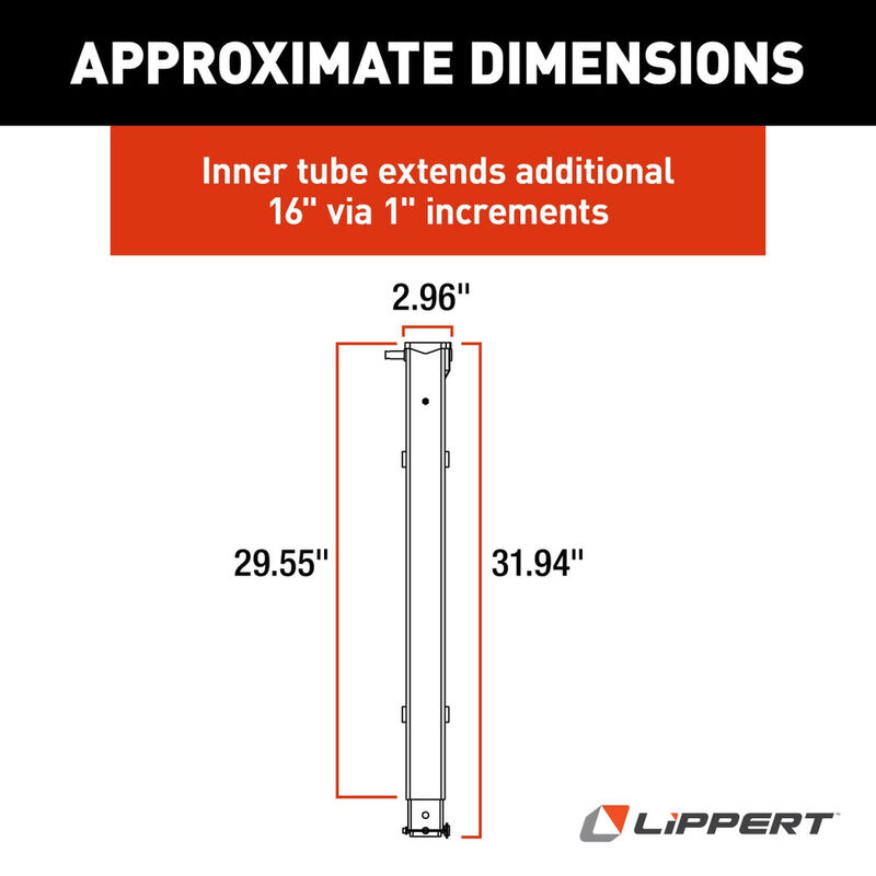 Lippert 179014 Universal-Fit Landing Gear Follow Leg image number 2