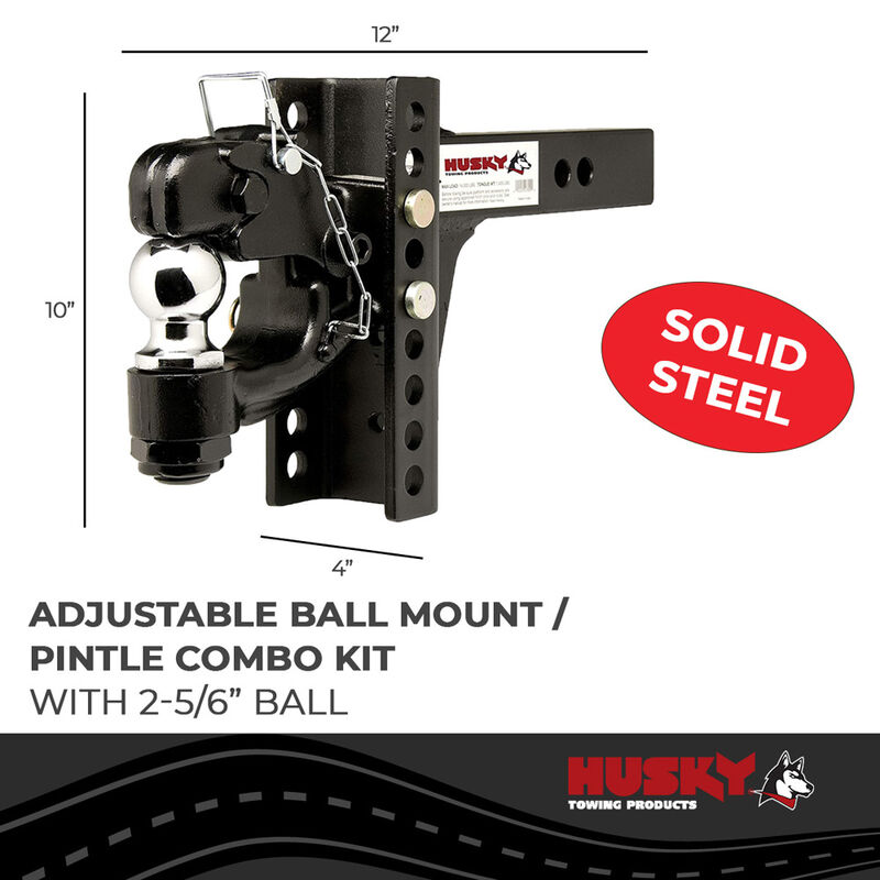 Husky Towing Adjustable Ball Mount and Pintle Combo Kit, 2-5/16" Ball, 13,000 Lb GTW image number 2