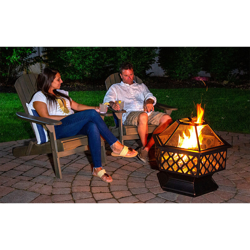 Endless Summer Oil-Rubbed Bronze Wood-Burning Outdoor Fire Pit with Lattice Design image number 2