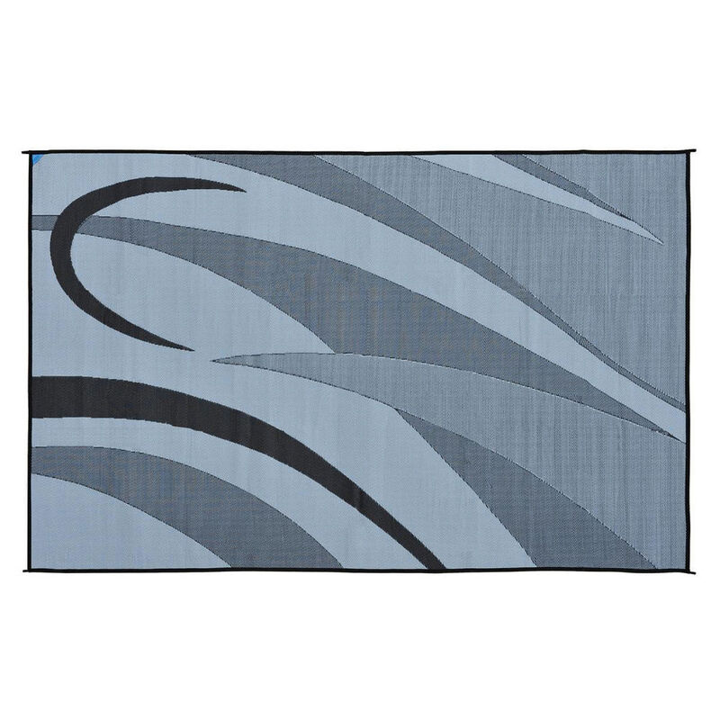 Reversible Graphic Design RV Patio Mat, 8' x 20', Black/Silver image number 4