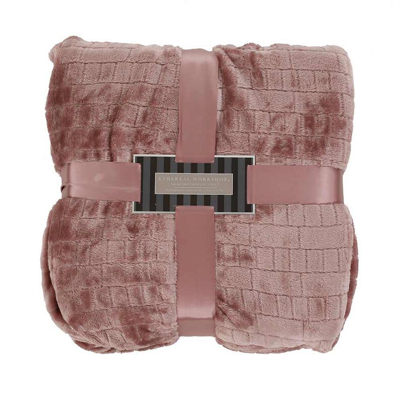 Jacquard Velvet Blanket, 90&rdquo; x 90&rdquo;, Mauve, Full/Queen image number 1