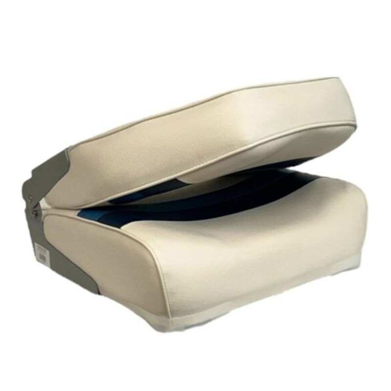 Horizon Manufacturing Premium Series Pontoon Fold Down Boat Seat - White/Navy/Blue image number 2