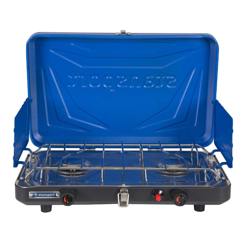 Stansport 2-Burner Propane Stove with Drip Pan and Piezo Igniter image number 1