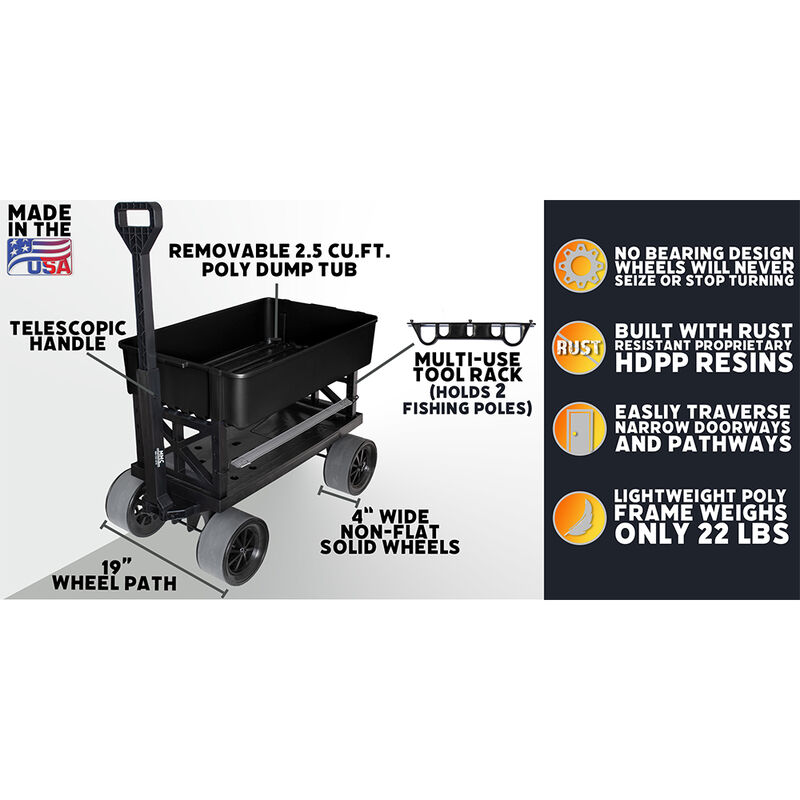 Mighty Max Cart Collapsible Utility Dolly Cart, Black Tub image number 4