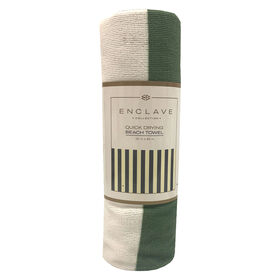 Enclave Quick-Drying Beach Towel, 30" x 60", Sage Stripe