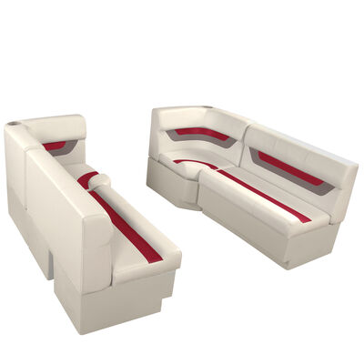 Designer Pontoon Furniture - 61" Front Seat Package, Platinum/Dark Red/Mocha