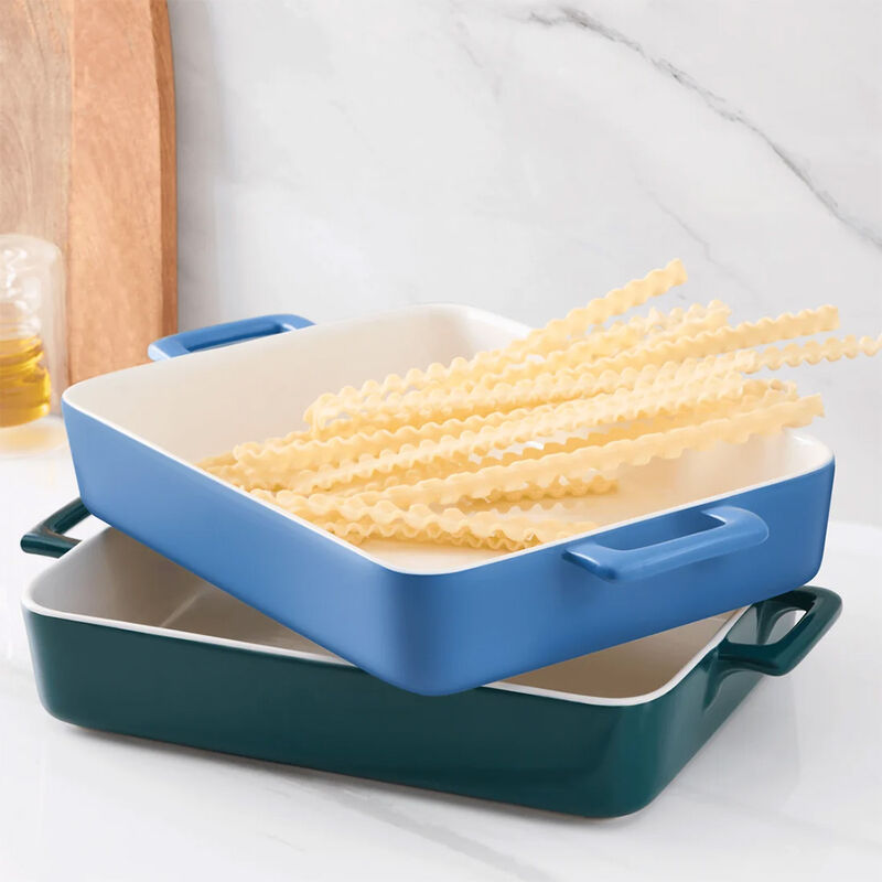 Art and Cook 15in Large Rectangular Stoneware Baking Dish, Green image number 3