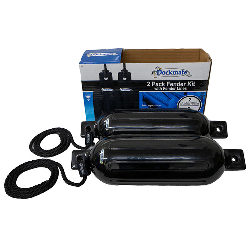 Dockmate UV Protected 5.5" x 20" Tuff Shield Fender 2-Pack w/ Lines - Black image number 2