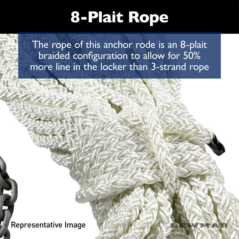 Lewmar Anchor Rode - 15' 1/4" G4 Chain, 200' 1/2" 8-Plait Rope with 5/16" Shackle image number 6
