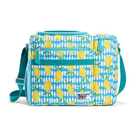 Fit + Fresh Bouffants & Broken Hearts Striped Dual Compartment Cooler Tote, Lemon